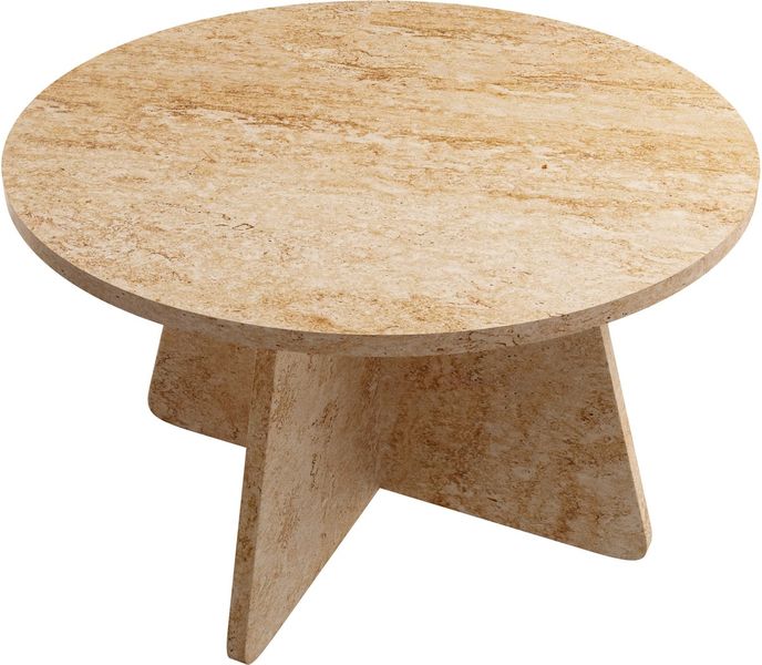 Traverten Round Wood Table-58 cm