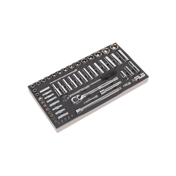 Sealey 62pc 1/4" &amp; 1/2"Sq Drive Socket Set With Tool Tray