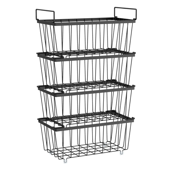 Bestby - 4 Pack Stackable Metal Freezer Baskets Organizers with Handles