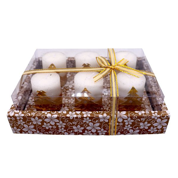 Gold Dusted Christmas CandlesFor Table Decoration - Set of 6