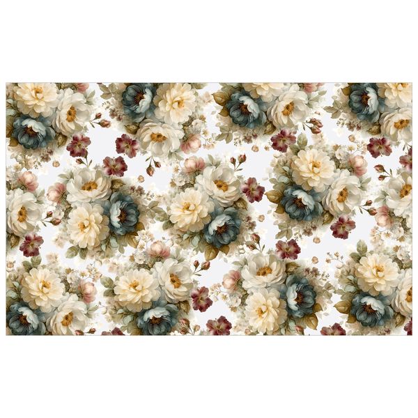 Bouquet of Floral on White Rectangle Tablecloth