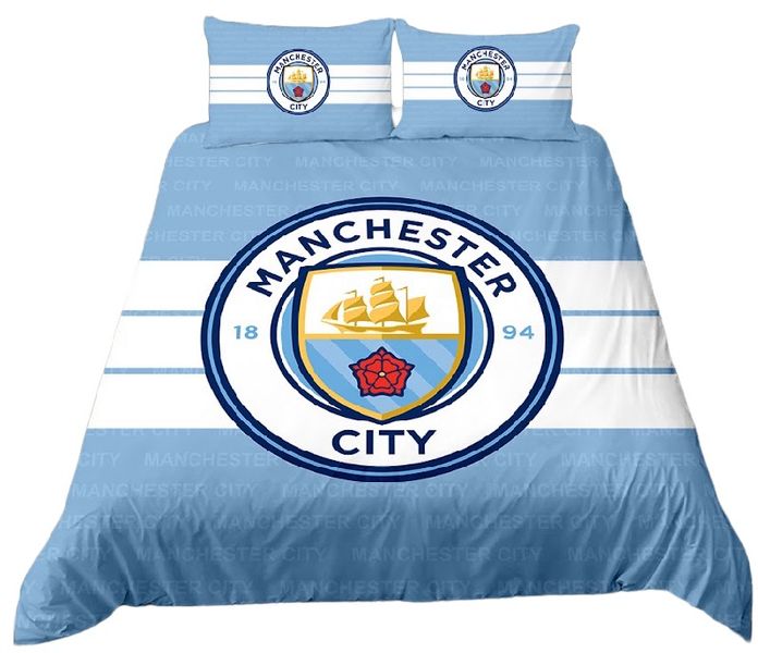 Premium Manchester City 3D Printed Duvet Cover Set (Single Bed)
