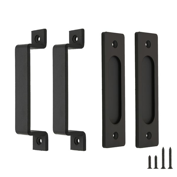 4 PCS Matte Black Sliding Barn Door Handles for Gates, Garages, and Sheds