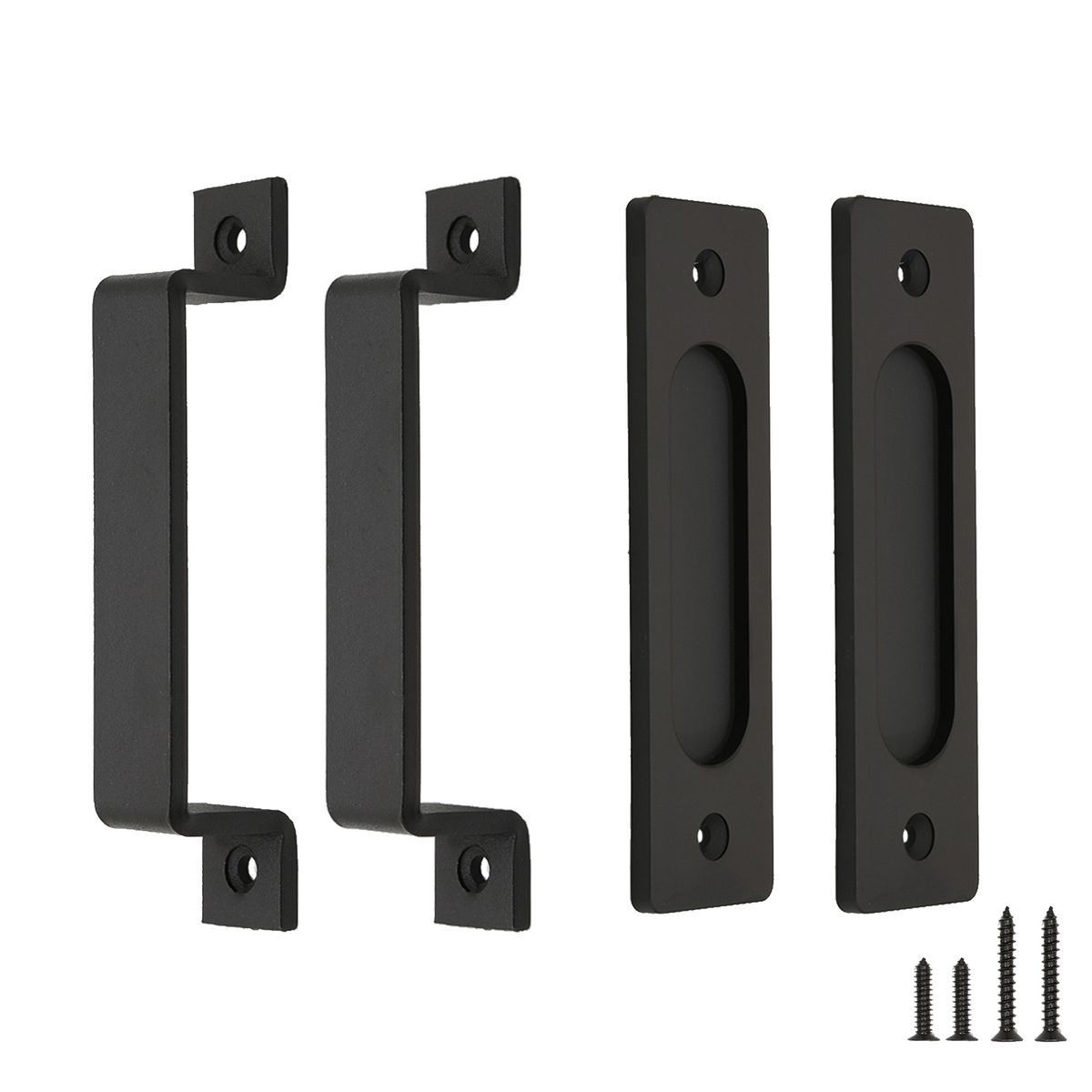 4 PCS Matte Black Sliding Barn Door Handles for Gates, Garages, and Sheds