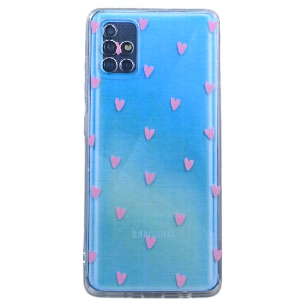 Red Heart Pattern Phone Case For Samsung A51 - Transparent