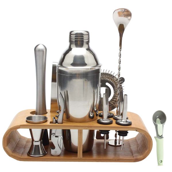 Stainless Steel Ice Mixer Set Cocktail Sha Mixer-12 pcs &amp; Ice-cream Scoop