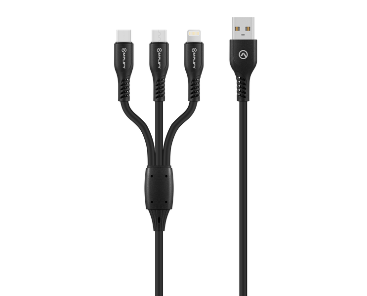 Amplify CoreCharge Series 1.2m 3-in-1 Charging Cable - Black