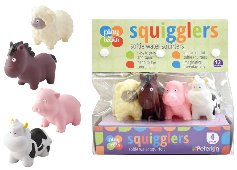 Farm Animals Bath Toy Water Squirters Set 4 Pieces