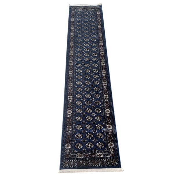 Blue Bokhara Style Passage Rug Runner - 400 x 80 cm