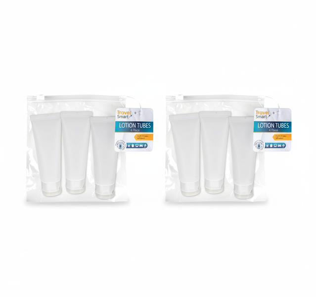Refillable Travel Lotion Tubes Set - 3 Piece 50ml with Pouch - 2 Pack