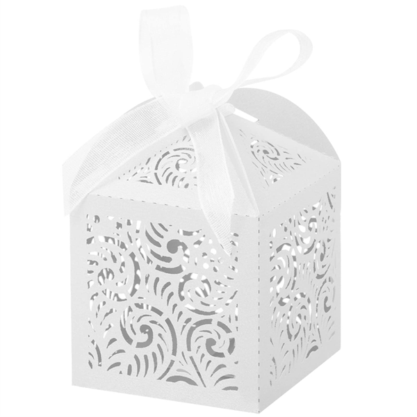 100Pcs Laser Cut Favor Boxes 2X2Inch Small Gift Boxes White