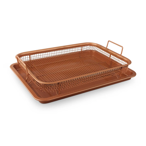 Blaumann 2 Piece Crispy Baking Tray Set with Metal Basket - Copper