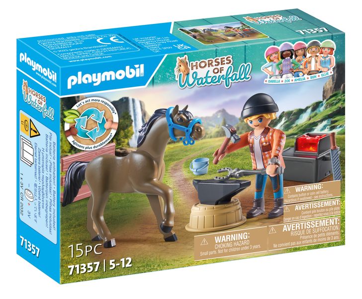 Playmobil Horses of Waterfall - Farrier Ben and Achilles Playset - 15 Piece