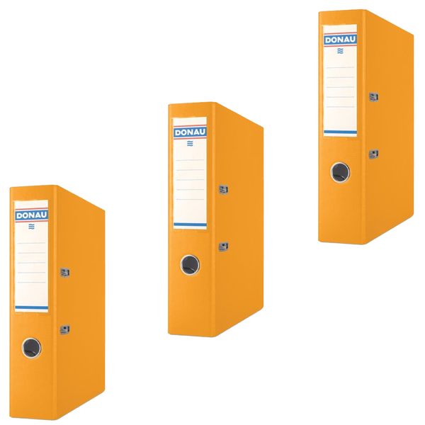 Donau Lever Arch File 75mm, Orange (Pack of 3)
