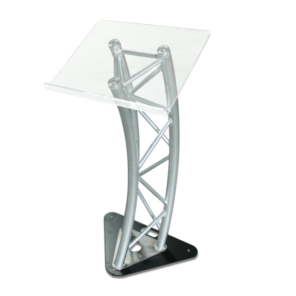 PMS-1300-S Silver Alluminum Podium Stand Silver with prospect glass