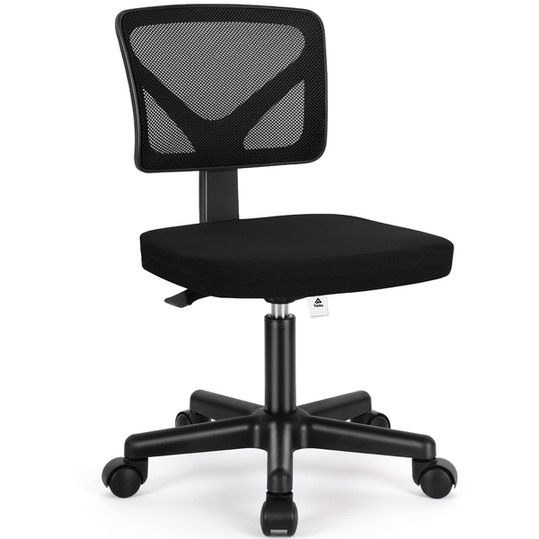 Topika - Armless Office Chair For Desk, Mesh Computer Chair With Wheels