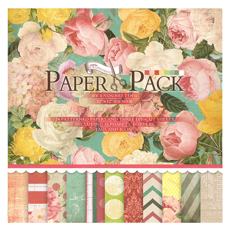 Scrapbook Paper Set - 24 Sheets - 3 Die-Cut Sheets - Vintage Paper Pack ...