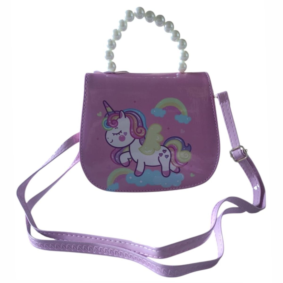 Mini Rainbow-Hearts-Unicorn Girl's Crossbody - Handbag - Pink