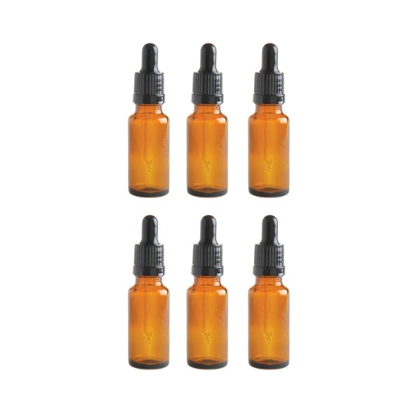 Brown Amber Glass Bottle with Pipette - 20ml x 6