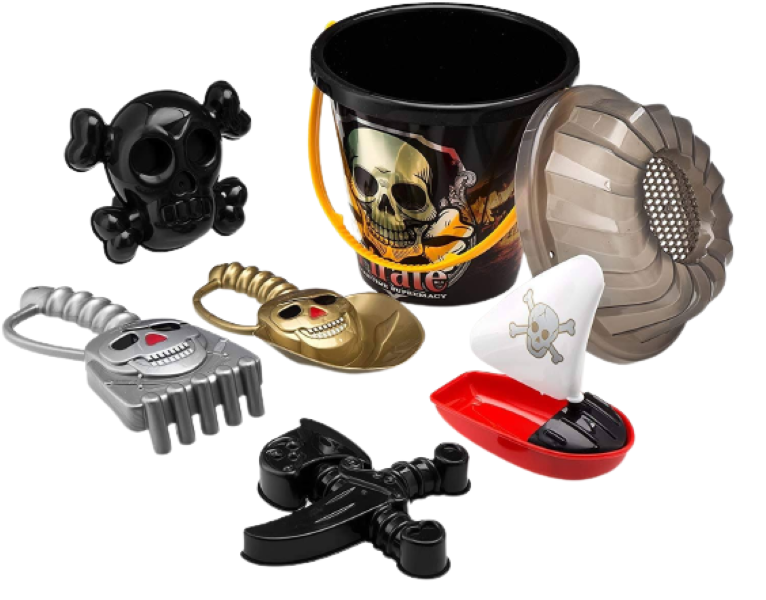 Pirate Beach Toys and Sand Mold Kids Set - 6-Piece