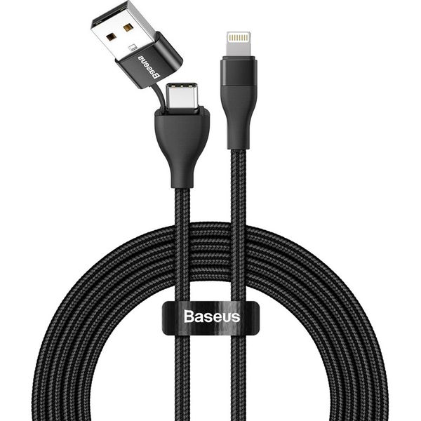 Baseus 2-in-1 Dual USB Type-C/Type-A to Lightning Cable 1m - Black