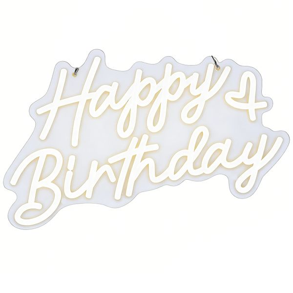 Happy Birthday Neon Sign for Party Wall Decor, Warm White Led Neon Light