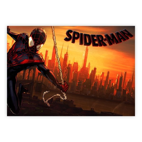 Spiderman Swinging In City - A1 Poster