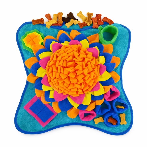 Rainbow Snuffle Mat with Moisty Mini Bones - For Fun and Enrichment - Blue