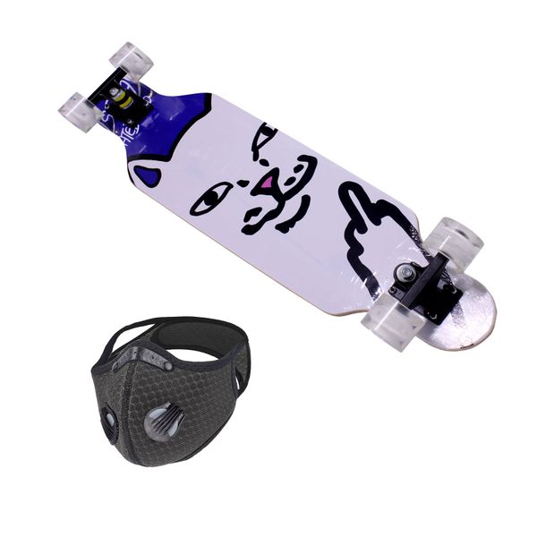Skateboard 78 x 20cm Longboard - LED Wheels with Sports Mask - Kat