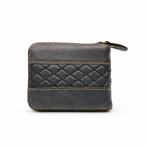 Men's Premium Genuine Leather Zip Wallet - Compact Multi-Card Organizer