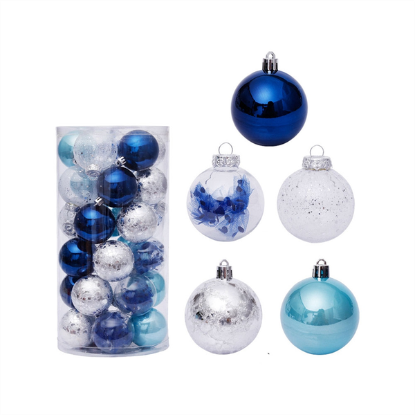 30 Pcs Christmas Balls for Tree Blue Christmas Balls Plastic Ornaments