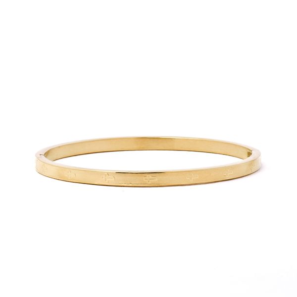 Steel My Heart Waterproof Cross Detail 4mm Stainless Steel Bangle