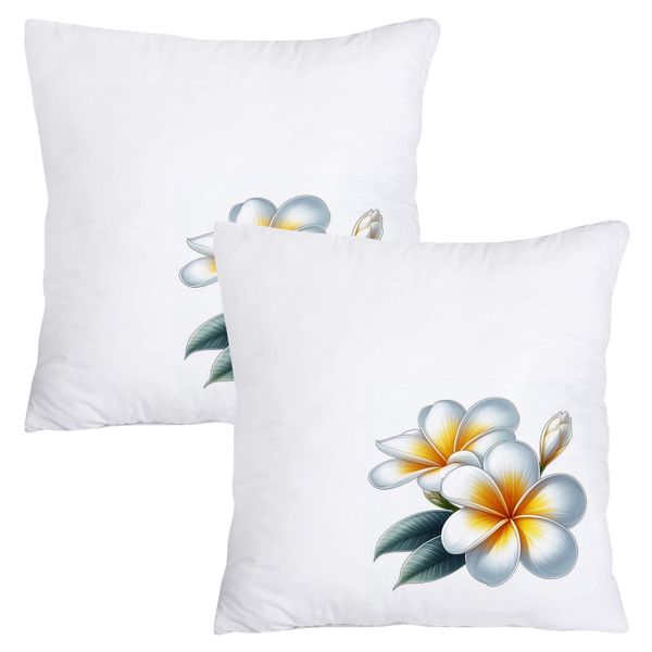 Scatter Cushion Cover Set - 50cmx50cm - White and Yellow Flower