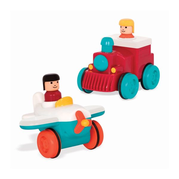 Battat Pump and Go Airplane &amp; Train Engine Set