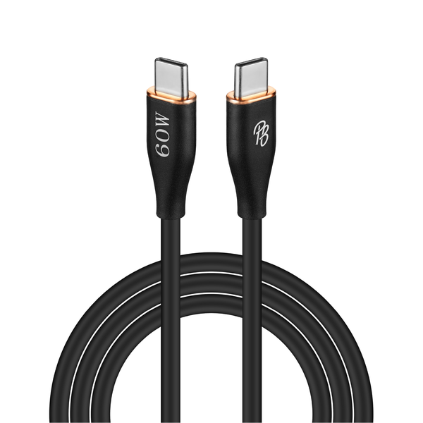 Pro Bass FlexiCord Series 2m 60W Type-C to Type-C Charging Cable - Black