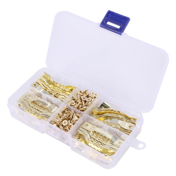 100 Sets Golden Saw Tooth Hooks Hardware With Screws Sawtooth Hangers