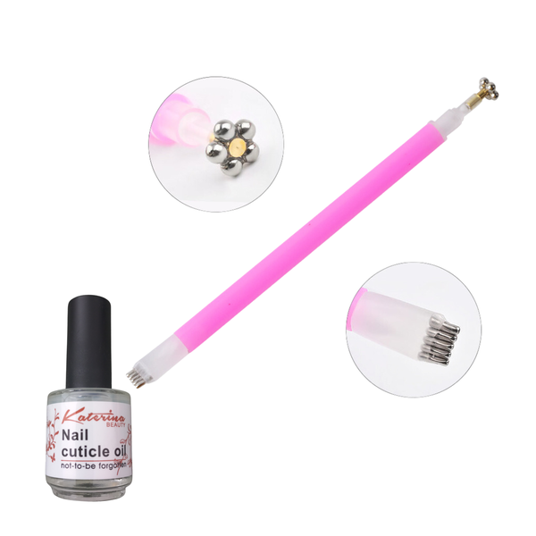 Magnetic 3D Cat Eyes Nail Art Pen with Cuticle Oil