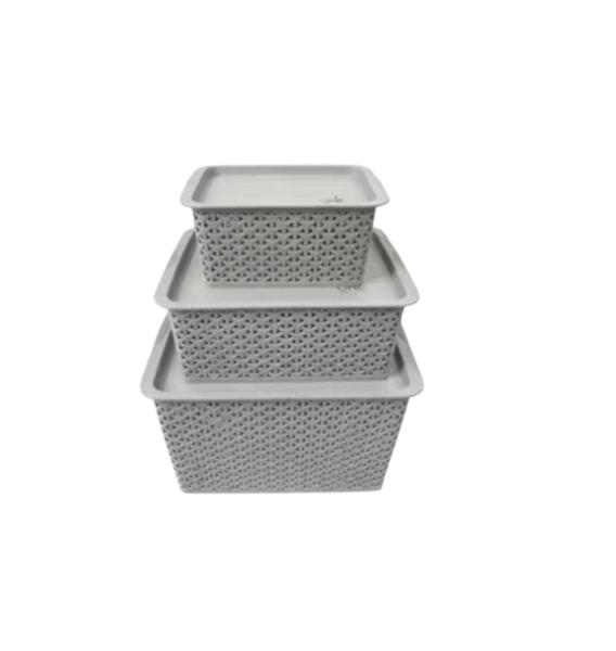 WS-59 Stackable Ventilated Storage Basket Set of 3 with Lids