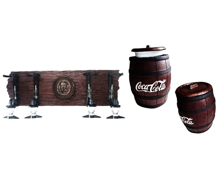 Richelieu 4 Optic Sleeper wood Liquor dispenser &amp; Coca-Cola Ice Bucket