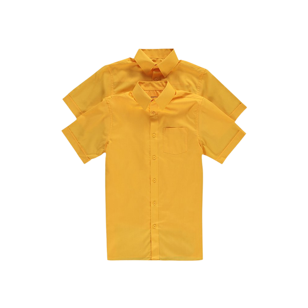 Yellow Cotton Blend Short Sleeve School Shirt(2Pack)