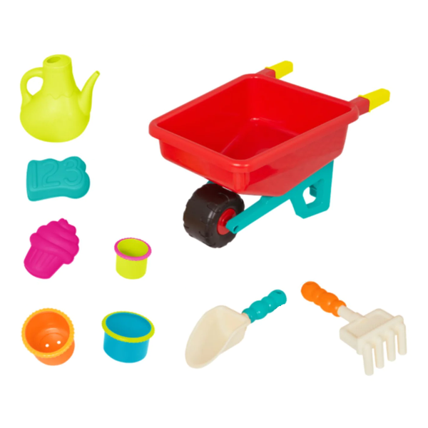 B. Toys Red Wheelbarrow Set Set for Kids