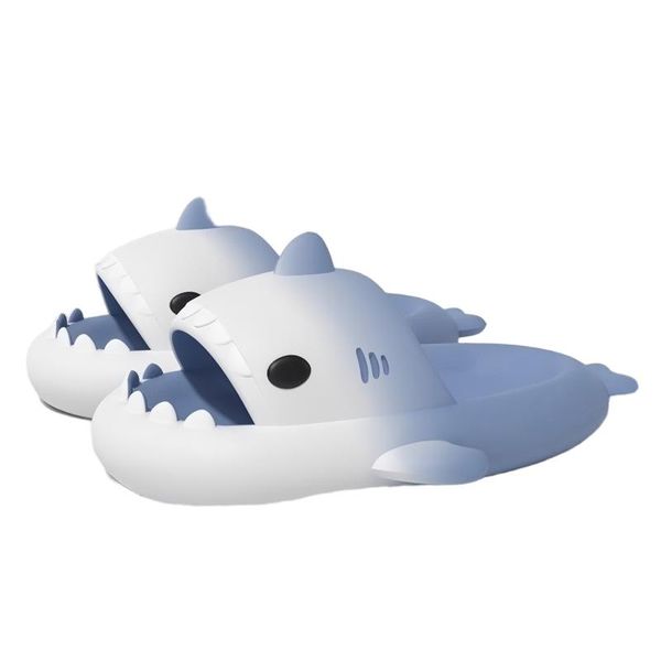Kids Boys Shark Print Slippers - Gradient Cushion Sole Indoor Outdoor