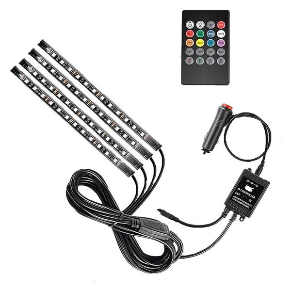 12 LED RGB Car Atmosphere Strip Light With Wireless Remote Control