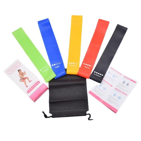 Resistance Loop Bands for Fitness - Set of 5 with Pouch and Exercise Guide
