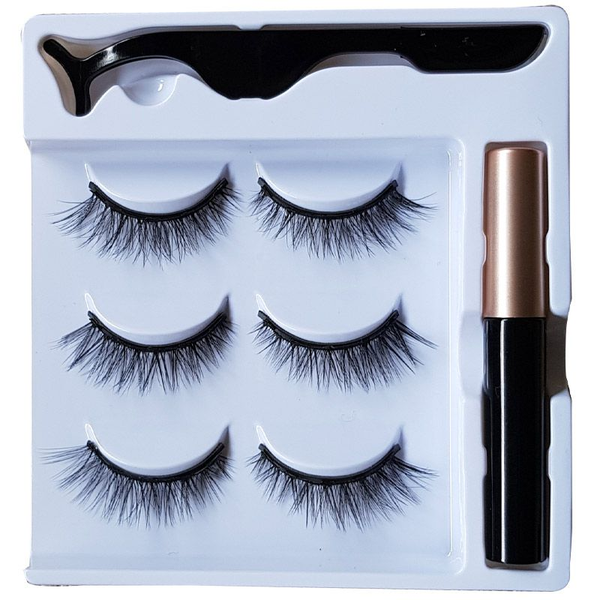 Magnetic Eyelashes and Eyeliner Kit - 3 Pairs