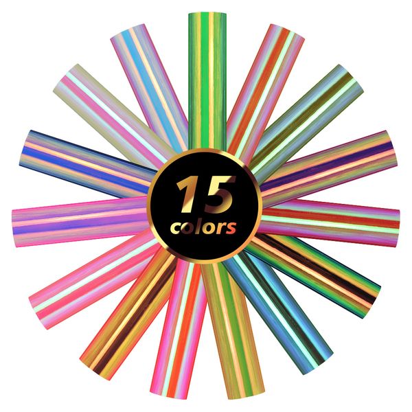 Vivid Colours Holographic Sticker Multi Colour Vinyl 15pc + 1m Transfer