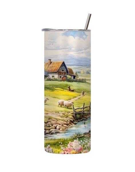 Farm 20 Oz Tumbler with Lid and Straw with Easter Graphic Design Present091