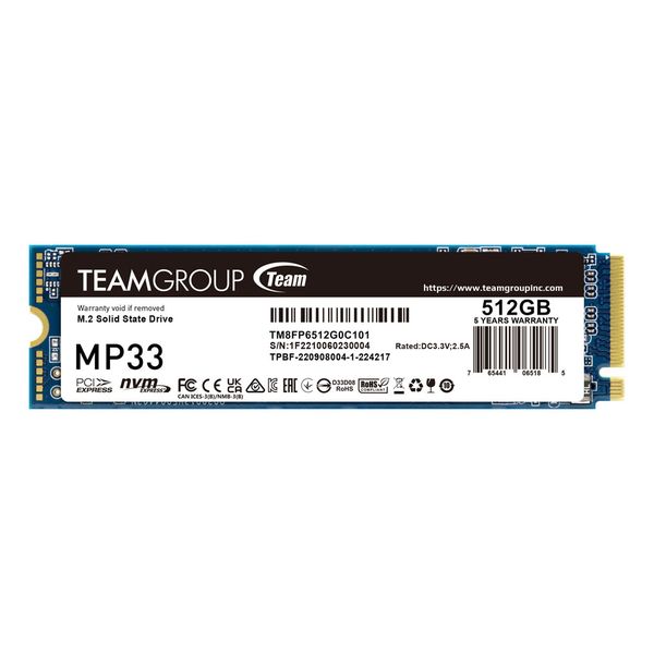 Team Group T-FORCE MP33 M.2 512GB PCIe 3.0 Internal Solid State Drive (SSD)
