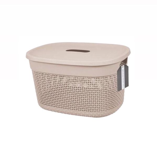 Beige Oval Laundry Basket
