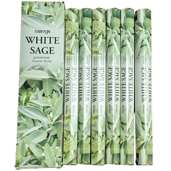 Naavya Premium White Sage Incense Sticks 16 inch - 6 Packs 60 sticks